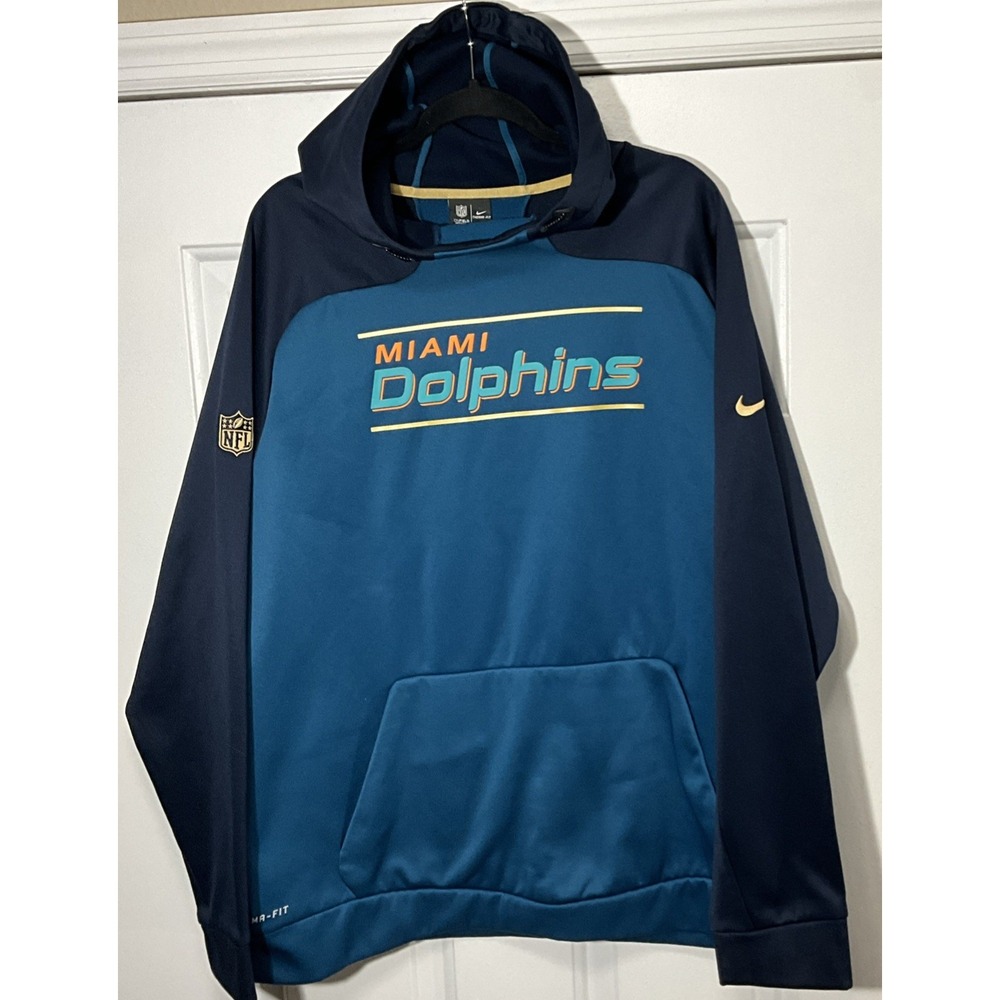 NFL Onfield Apparel Miami Dolphins Therma-Fit Hoodie Pullover Blue/Green XXL